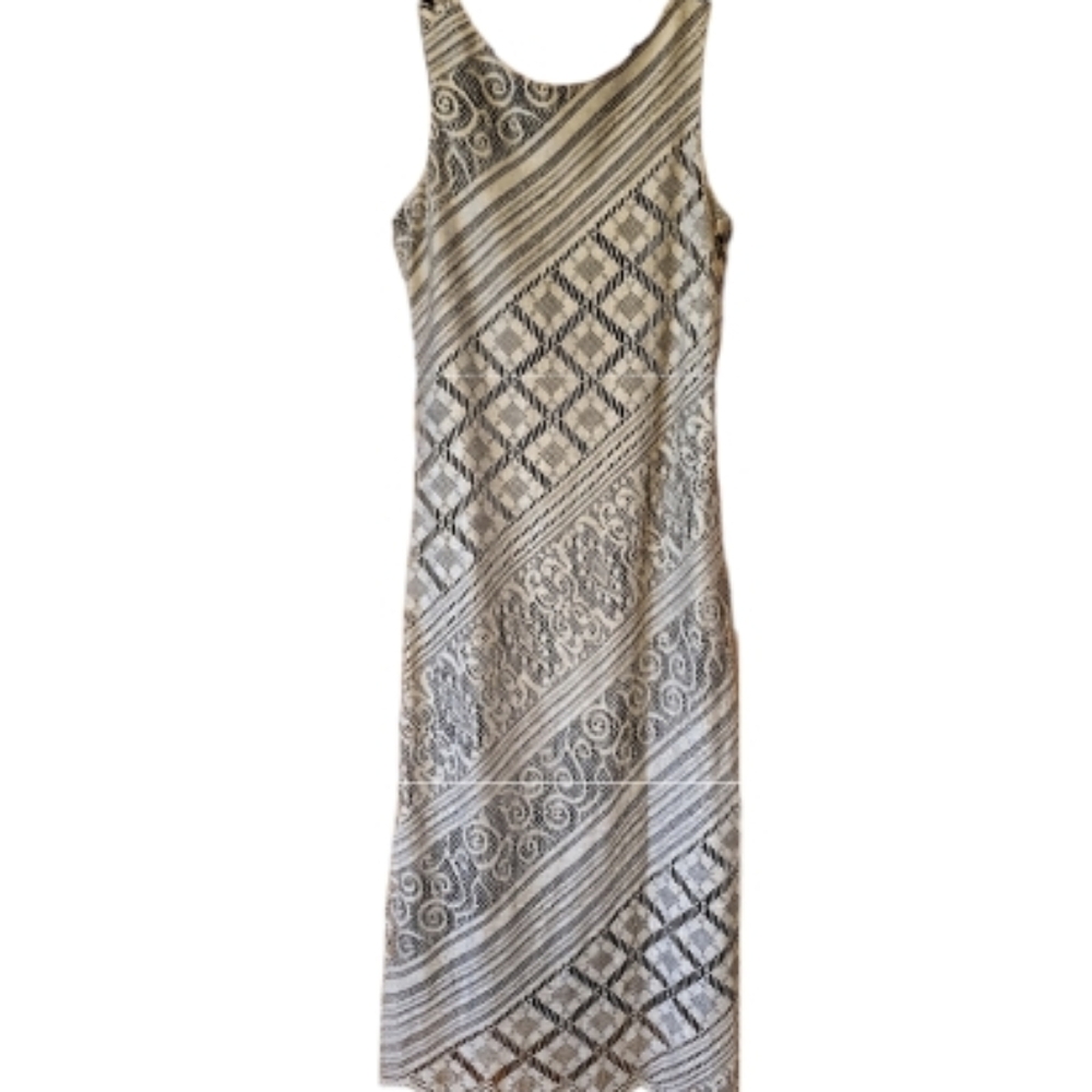 Harlow Dresses Champagne Crochet Fringe Sleeveless Dress Size Womans 12